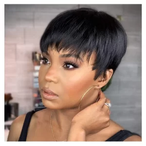 Tinashe Beauty Short Bob Wig With Bangs Pixie Cut Brazilian Human Hair Wigs Remy Full Manchine Cheap Red Brown Wigs For Women